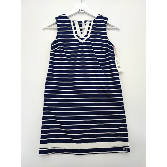 Vineyard Vines Girls Break Stripe Blue 100% Cotton Shift Tunic Dress Size 10 - Picture 1 of 10